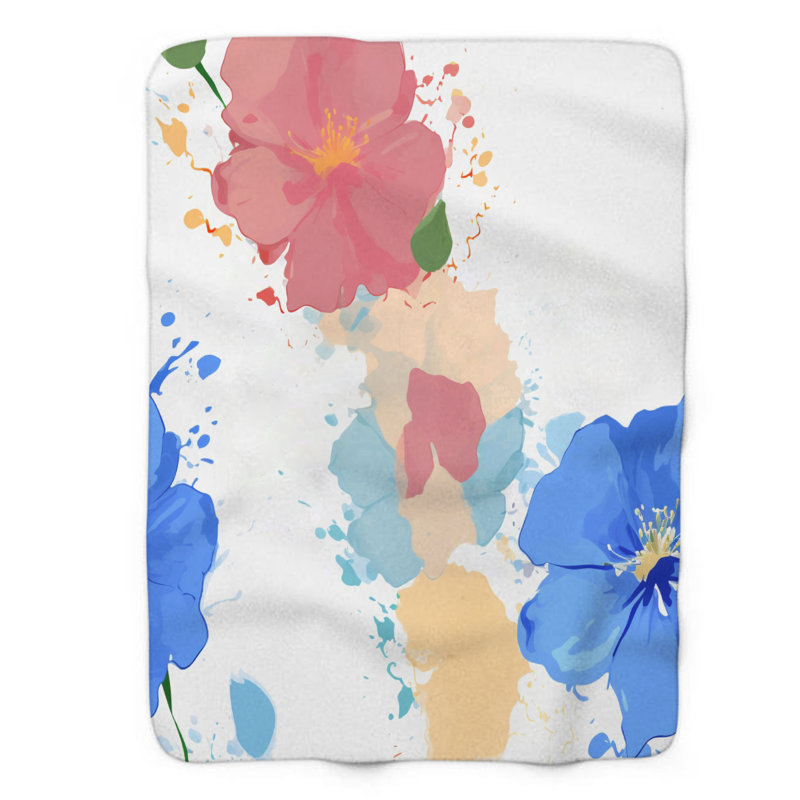 Floral Blues - couverture de qualité supérieure 1 pièce, Grand lit