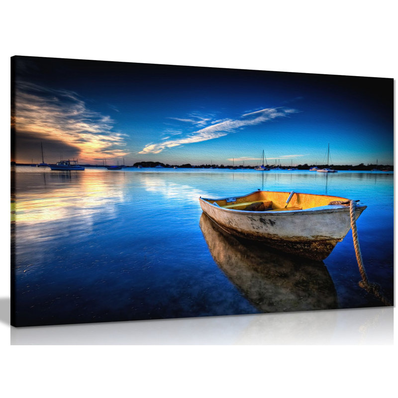 Boat on Sea & Sky 1 Piece Wrapped Canvas Wall Art, 61cm H x 91cm W