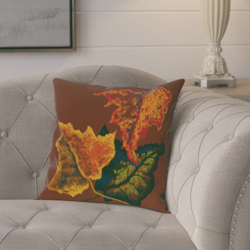 Outdoor Reversible Throw Pillow, 20" H x 20" W, Brown