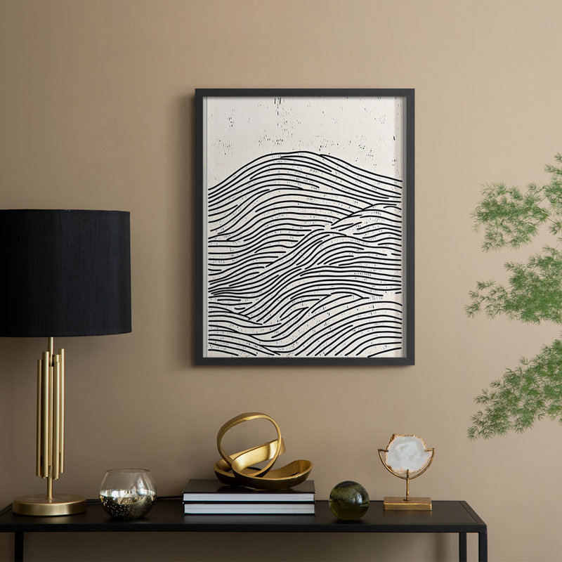 Abstrait CVI, reproduction encadrée - prête à être suspendue - fabriquée aux États-Unis, H 14 po x l 11 po, Noir