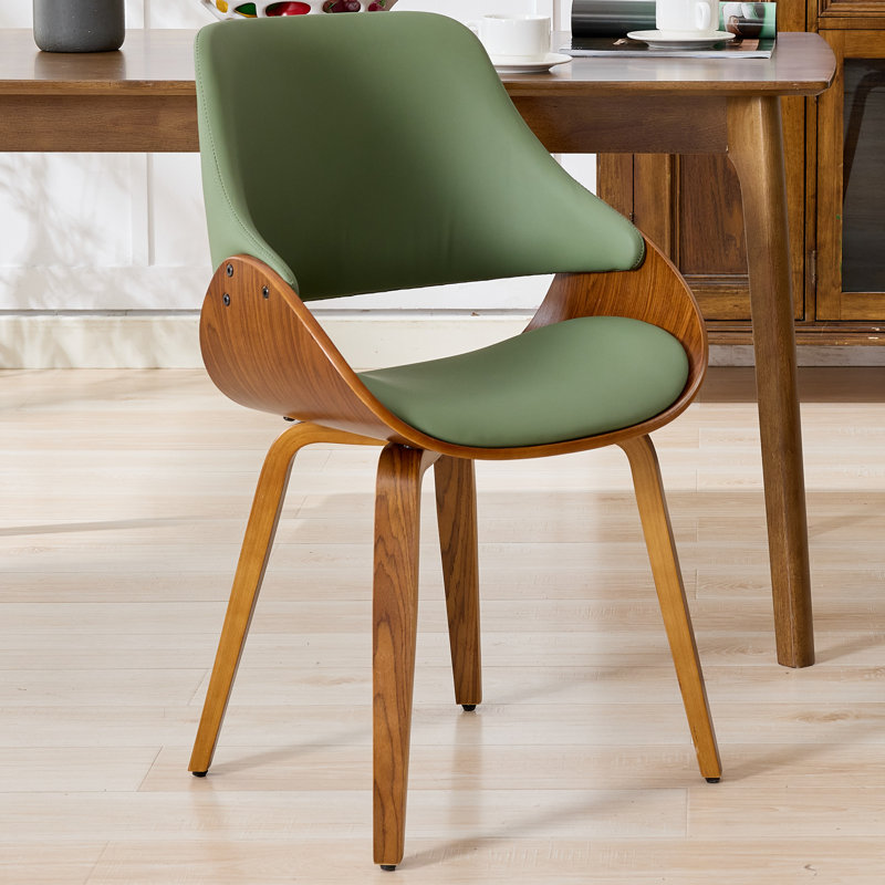 Modern Faux Leather Upholstered Wood Home Office Desk Chair Computer Chair, Green