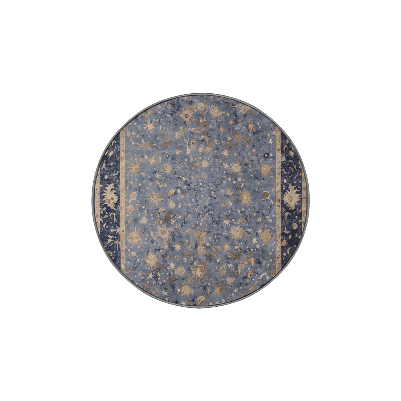 Tapis rose lavable à la machine, Rond 7 pi
