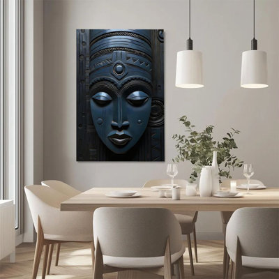 1Pc Framed Canvas Poster Print African Mask, Geometric Patterns, Tribal Art Style Wall Art Wall Pediments, Wall Decor, Perfect for Room Decor Living R