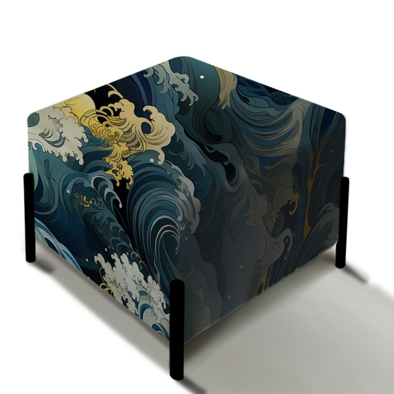 Motif de vagues japonaises Hokusai - repose-pieds carré côtier