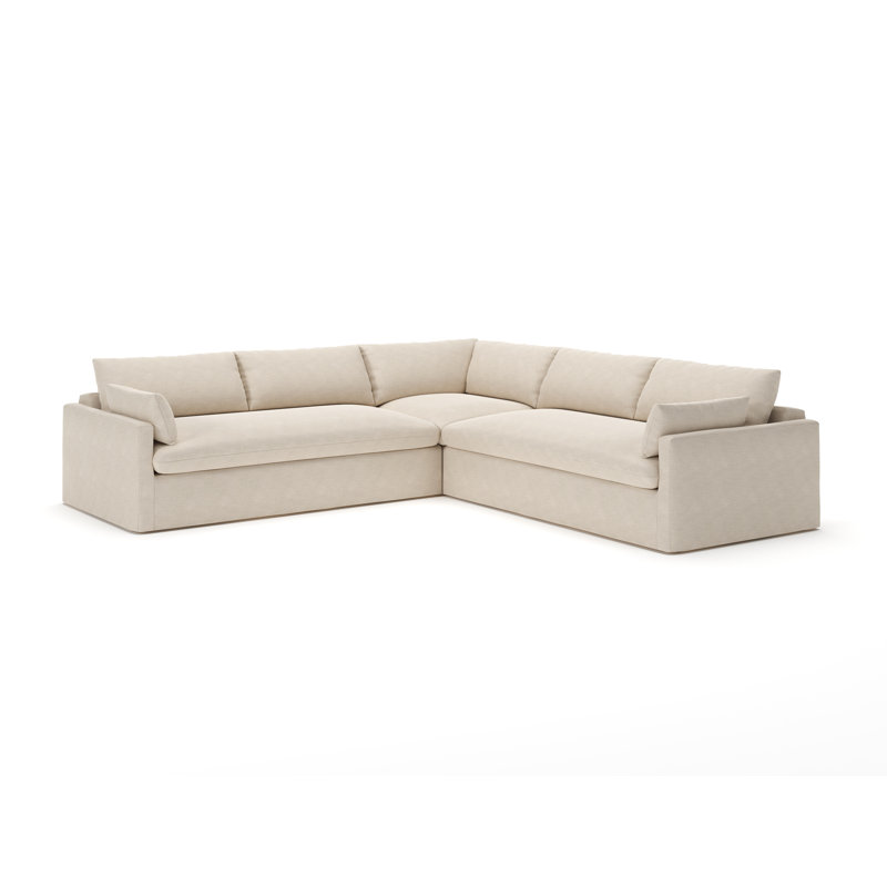 Luna 3-Piece Slipcovered Sectional, Conversation Ivory Basketweave