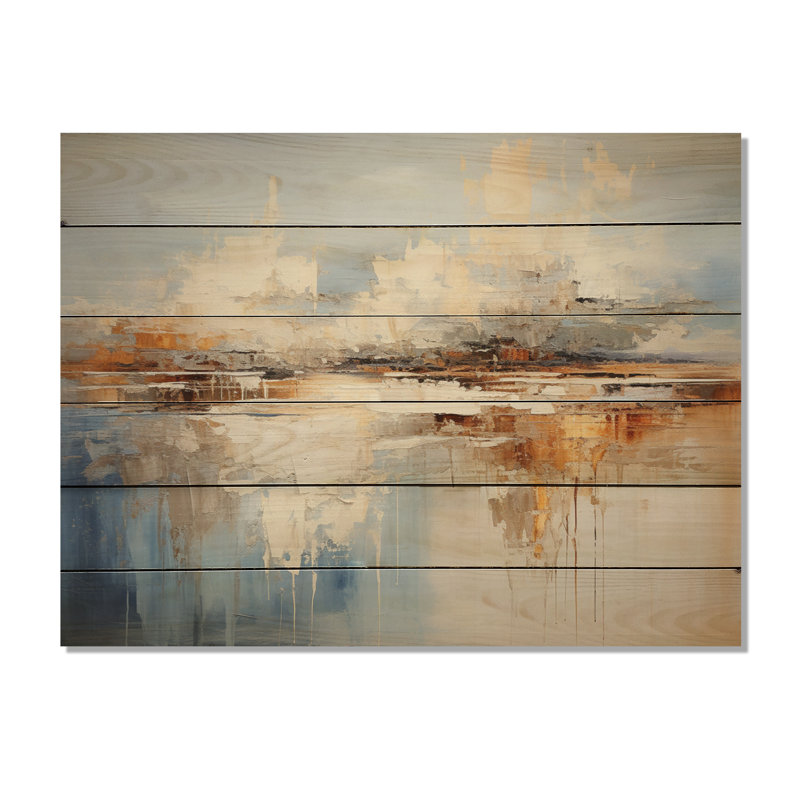 Coastal Ocean Coastal Reflections - Reproduction de paysages sur bois de pin naturel, H 30 po x l 40 po x P 0,78 po