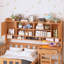 Lit plateforme simple avec attrait naturel, bureau intégré, bibliothèque et chaise de bureau en bois-500052338