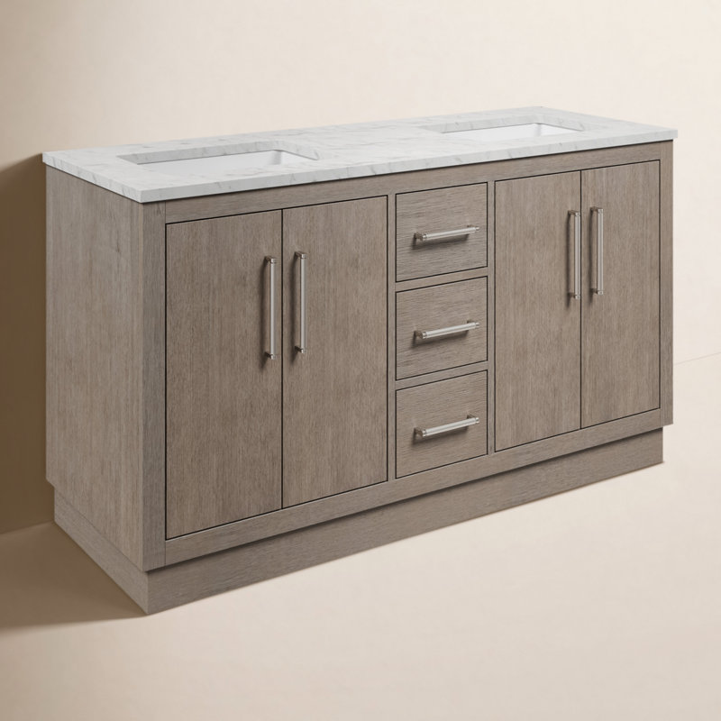 Kamila 60" Double Bathroom Vanity Set, Chrome