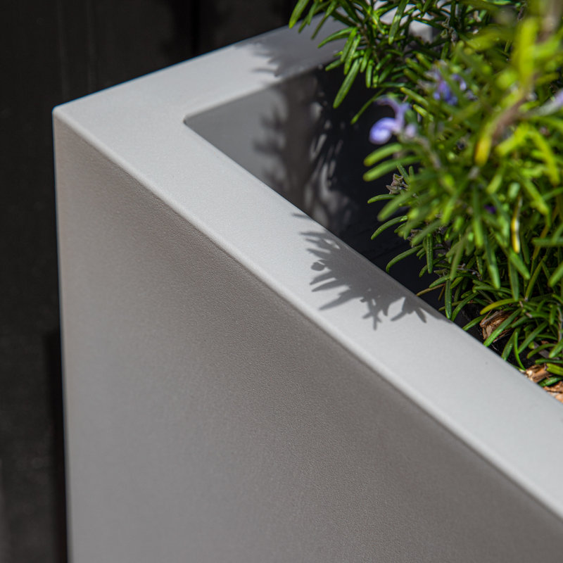 Block Series Cube Planter, 22.25" H x 21" W x 21" D, Grey