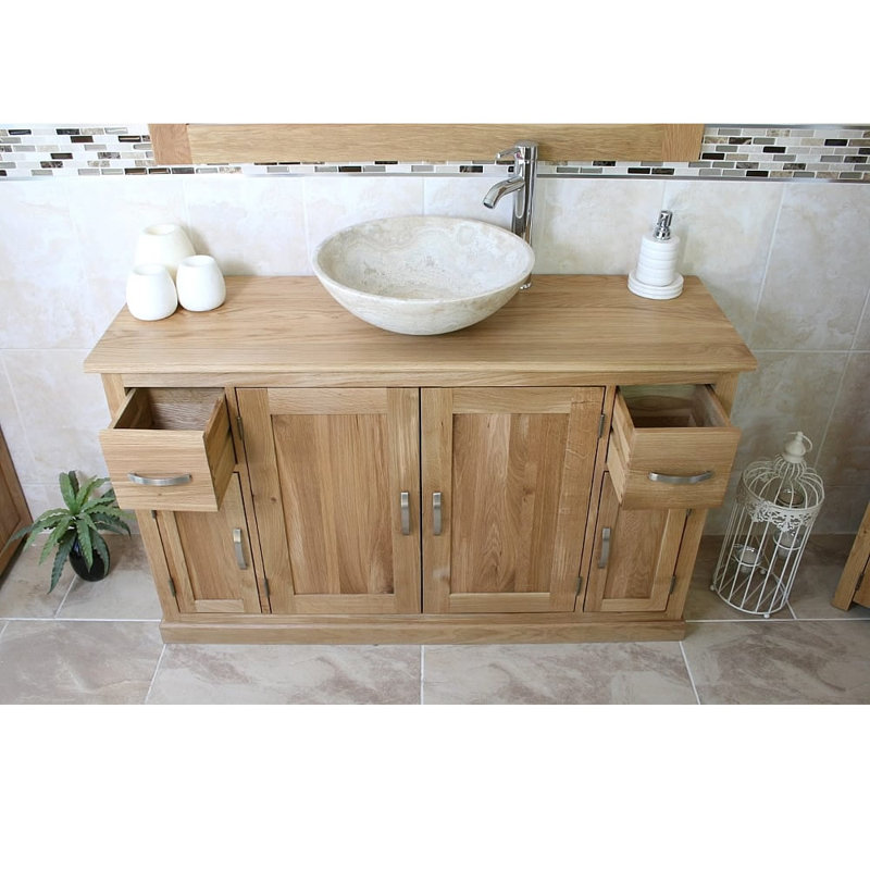 Easley 1230mm Single Bathroom Vanity with Vessel Basin, Travertine Basin