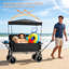 Chariot pliable convertible en banc 3-en-1 avec auvent et plateau de table pliable monté à l'arrière-1262627605