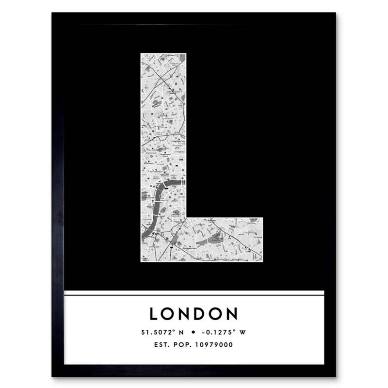 London England United Kingdom City Map 1 Piece Single Picture Frame Wall Art
