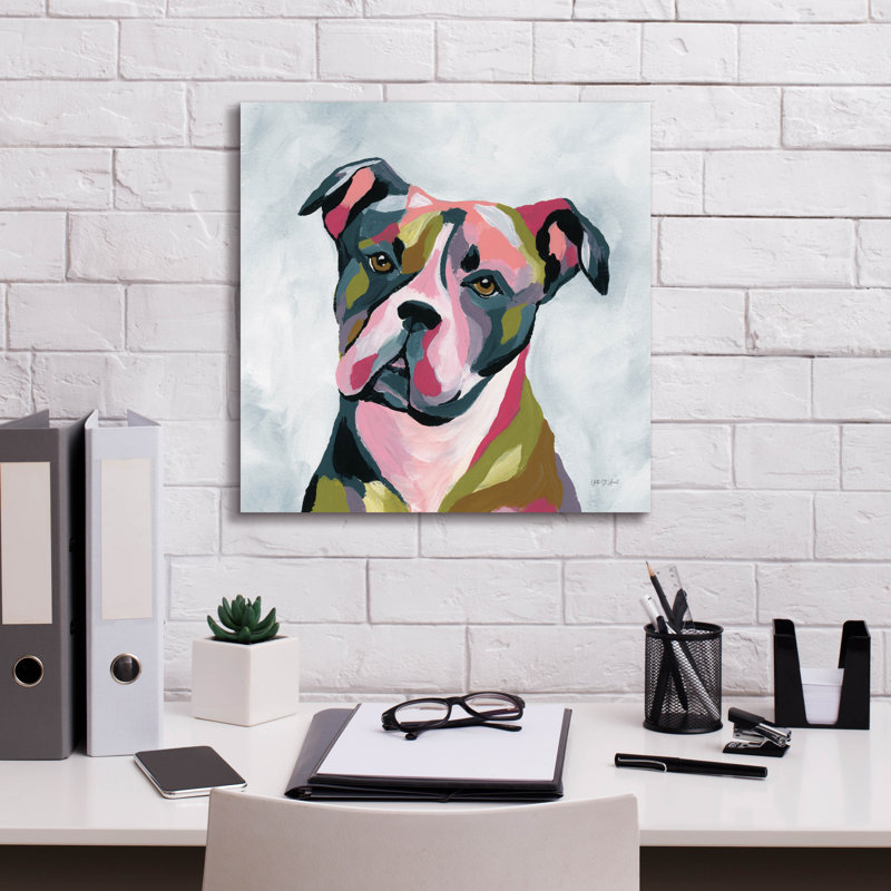 «Abstract Pitbull» par Yvette St. Amant, art mural sur toile, H 18 po x l 18 po x P 0,75 po