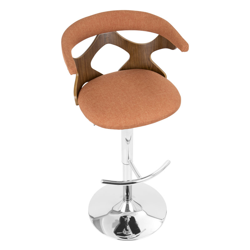 Betuel Swivel Upholstered Adjustable Height Counter Stool with Metal Frame, Orange
