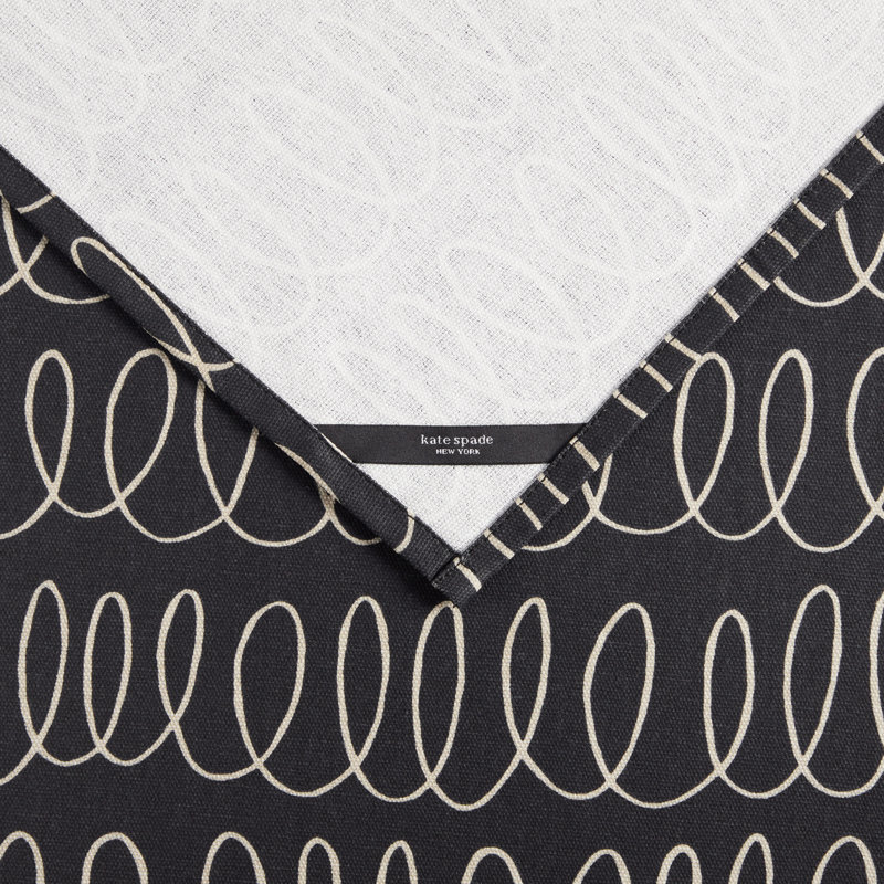 Loop And Dot 100% Cotton Loop Square Napkin Set, Onyx Black/Gray