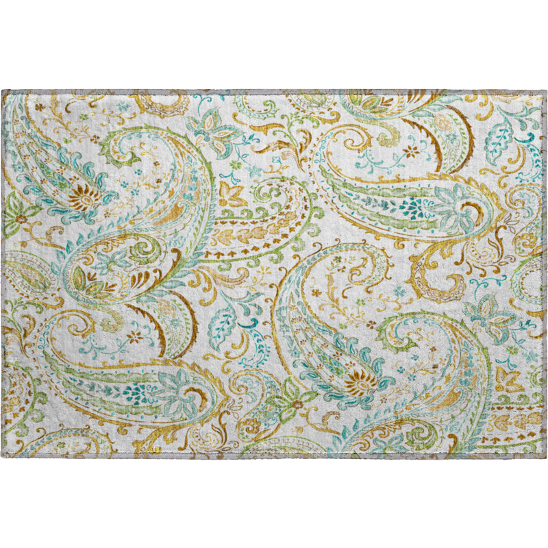 Premium Machine Washable Cerrito AMF533 Ivory Rug, Rectangle 1'8" x 2'6"
