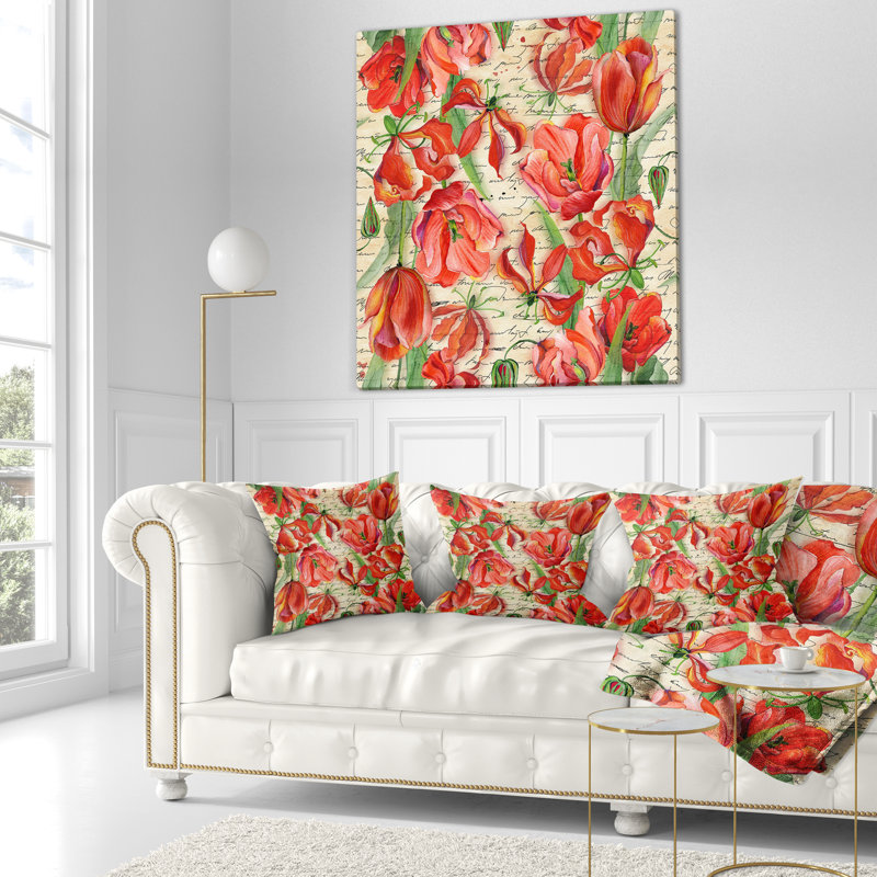 Oreiller à motif floral sans soudure, 18 po x 18 po, Coussin décoratif