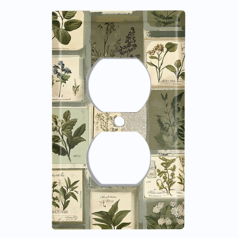 Couvercle de plaque d'interrupteur en métal; Fauteuil à bascule GFI - US Botanical Plant Journal, Triple GFI / berçant # 7