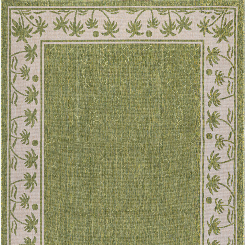 Tapis intérieur / extérieur à motif floral vert Springcreek, Rectangle 7 pi 10 po x 10 pi 2 po