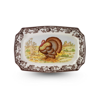 Spode Woodland Turkey Rect Platter 17.5" Turkey