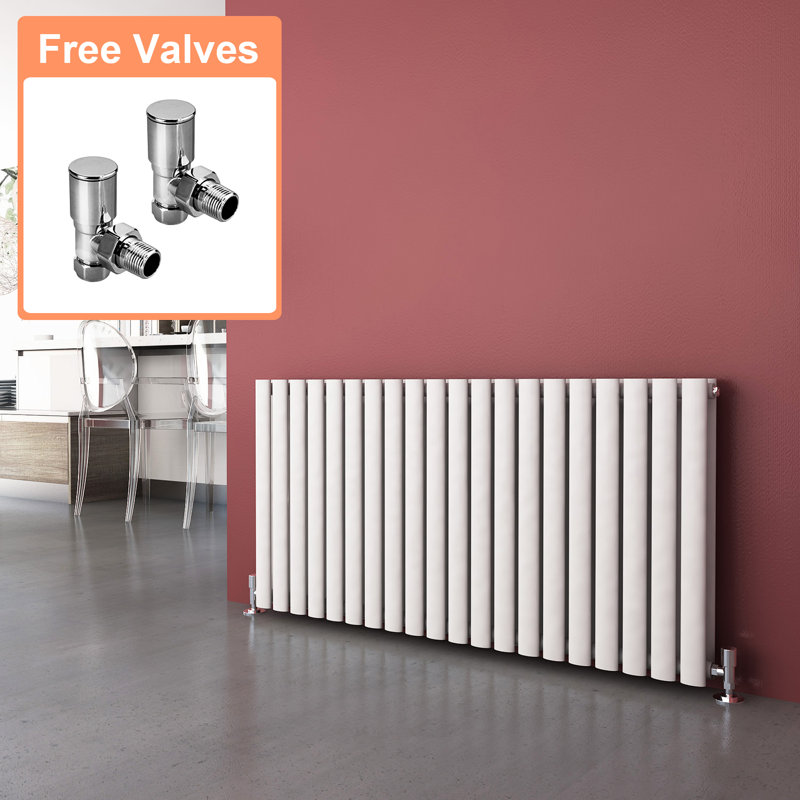 Salinas Horizontal Designer Radiator, 60.0mm H x 119.0mm W x 82mm D, White