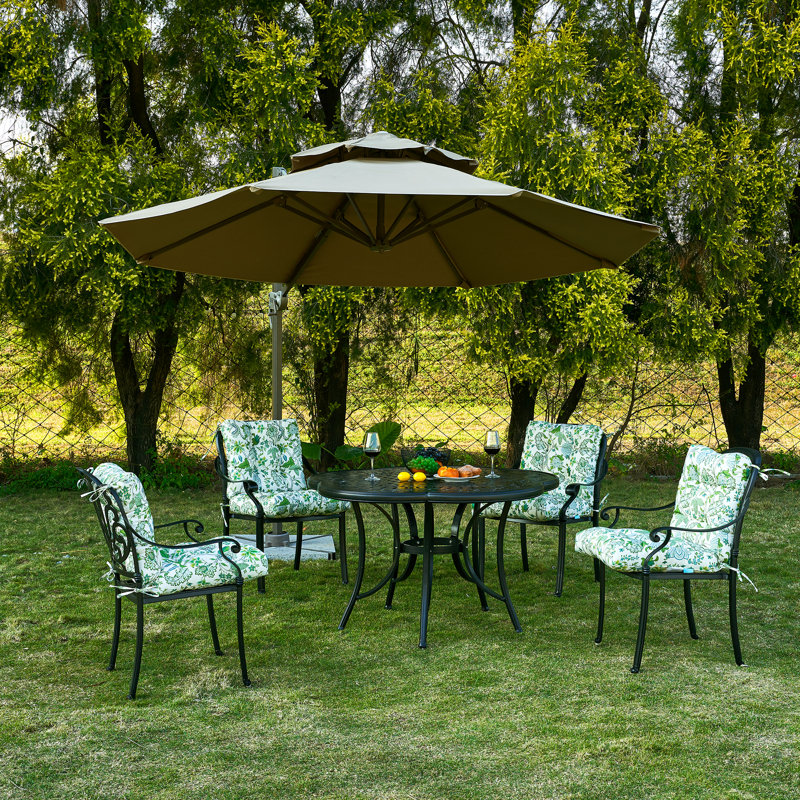 Outdoor 4'' Seat / Back Cushion, Green Leave Floral