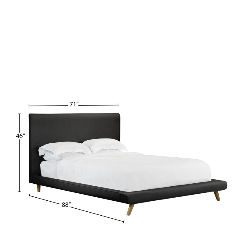 Lit plateforme en tissu d’ameublement, Grand, Noir