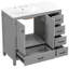 Meuble-lavabo gris 36 po avec lavabo en céramique, armoire de rangement abondante, 2 portes à fermeture douce et 5 tiroirs-14306277