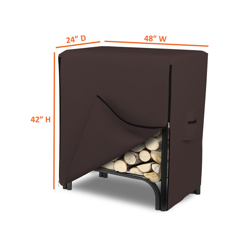 High Density Waterproof Outdoor Firewood Cover, All Weather Protection UV Resistant Wood Rack Cover, Coffee