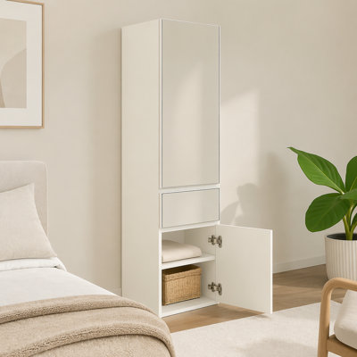 Système de placard modulaire en bois avec miroir Elise