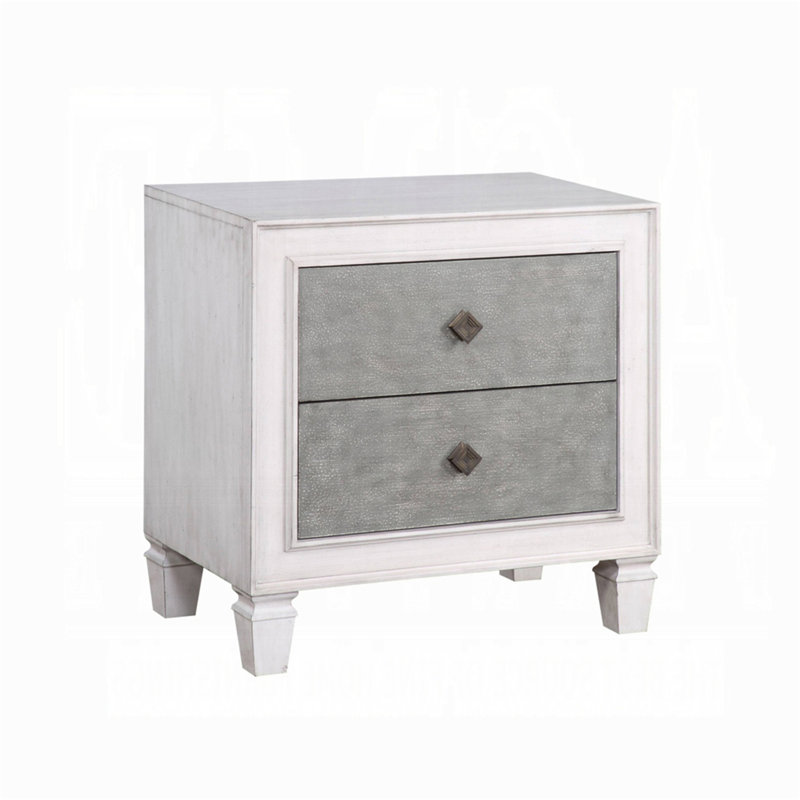 Table de chevet à finition deux tons avec 2 tiroirs