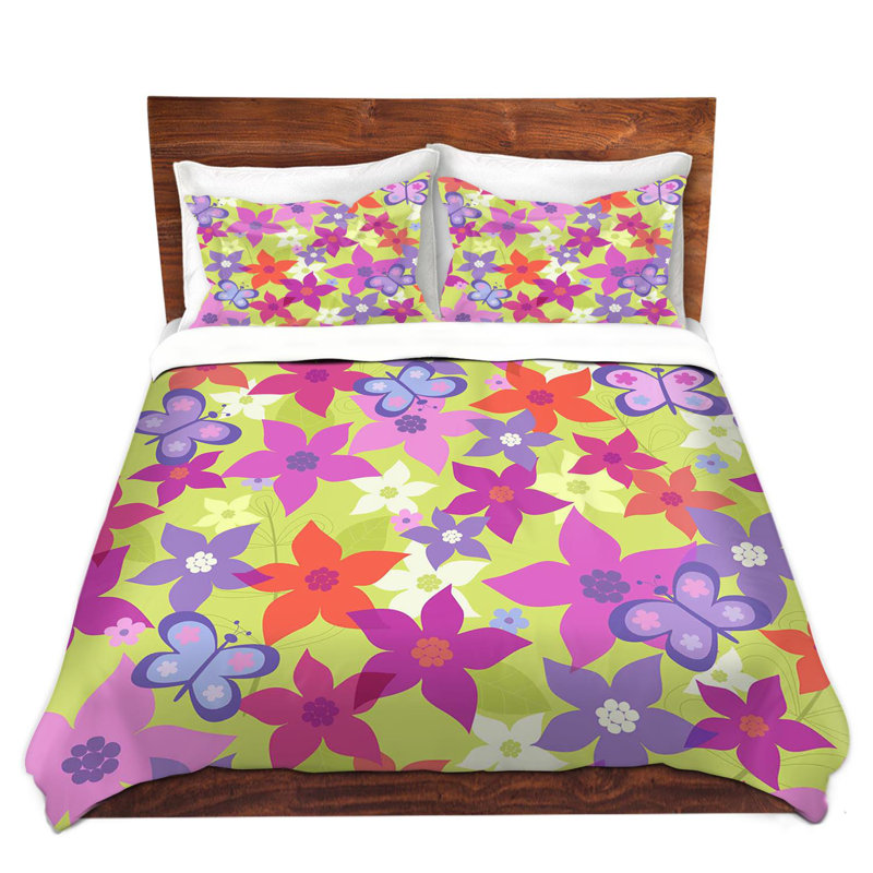 Ensemble de housse de couette happy jardin ii, 1 housse de couette grand + 2 taies standards