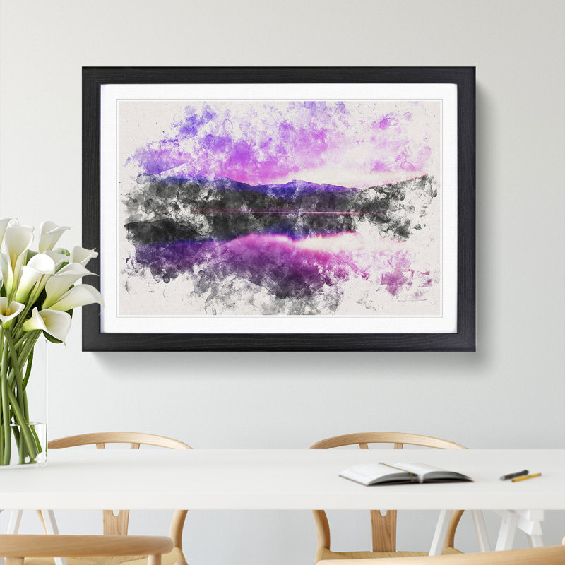 Purple Mountains - Framed Print, 45cm H x 63cm W x 2cm D, Black Framed