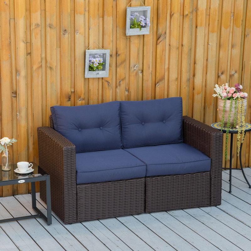Ensemble de canapé de coin en osier de patio 2 pièces Outsunny