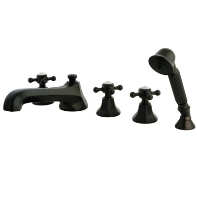 Garniture de robinet de baignoire romaine à fixation sur plateau à poignée triple avec douche à main Metropolitan