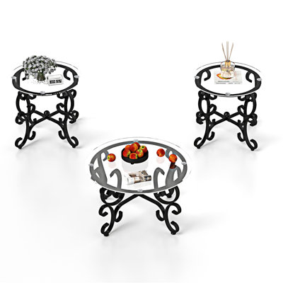 Ensemble de tables basses en verre trempé