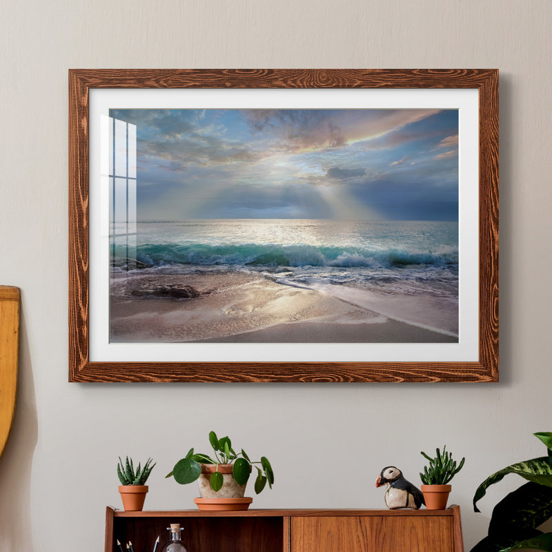 «Aqua Blue Morning» par J Paul - reproduction de photo sur papier encadrée, Encadré papier brun, H 31 po x l 44 po x P 1 po