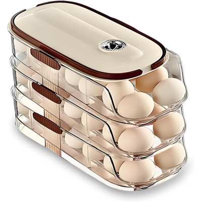 Egg Organizer for Refrigerator，egg Holder for Fridge with Lid and Handle，automatic Rolling Egg Dispenser