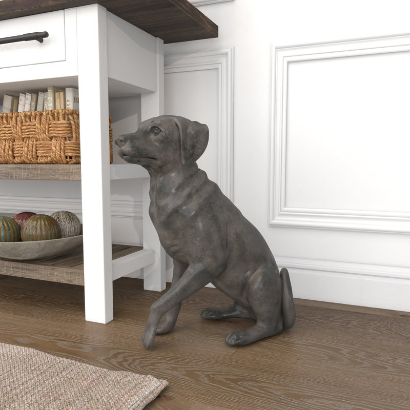 Sculpture polystone brune décorative pour chien