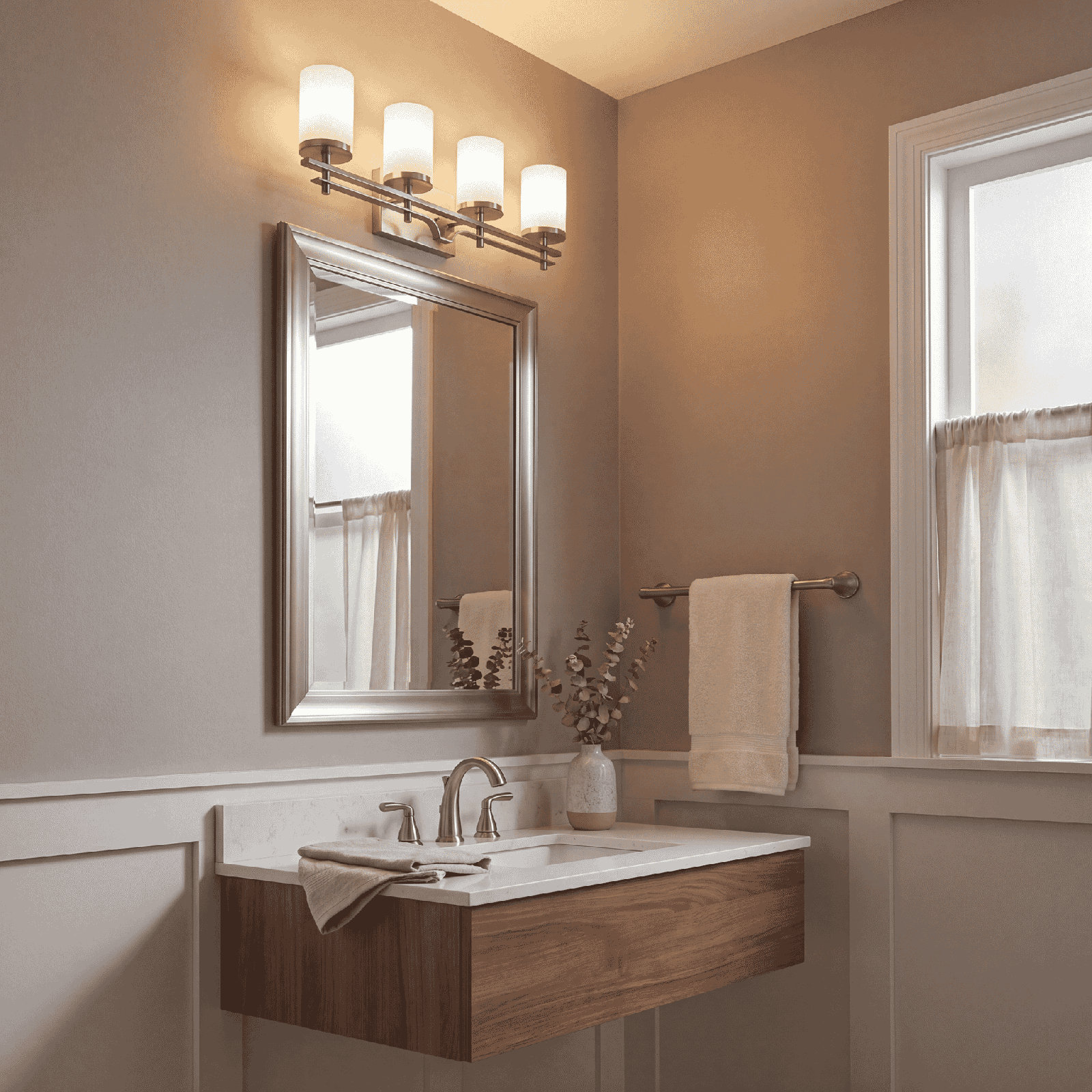 Aalin 4-Light Bath Sconce, Satin Nickel