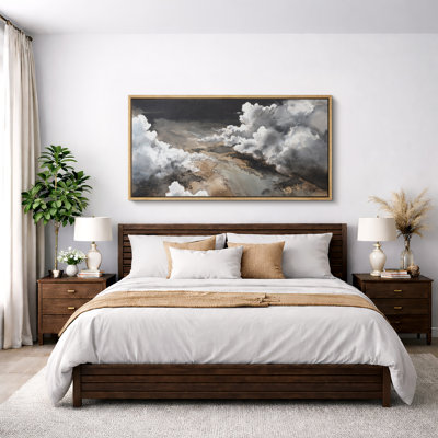 Dramatic Storm Cloud Sky Landscape Wall Decor Extra Large Pictures Framed Canvas Print Wall Art