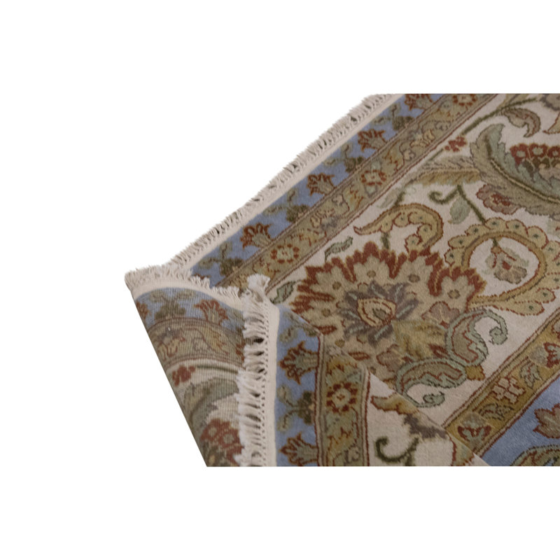 Tapis bleu clair / ivoire / brun noué à la main de haute qualité