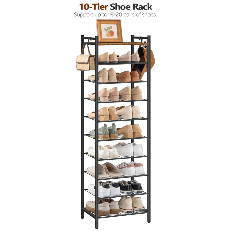 10 Tier 20 Pairs Shoe Rack Rebrilliant