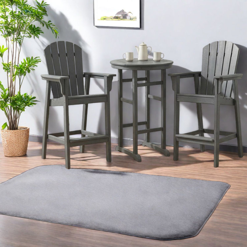 Durable Grey Hdpe Patio Bar Set, Modern Bistro Design For Balcony Entertaining
