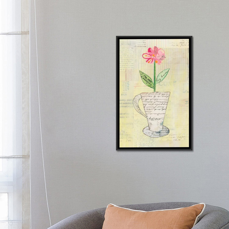 «Teacup Floral II», impression sur toile, H 60 po x l 40po x P 1,5 po, Toile avec cadre noir, Non mat