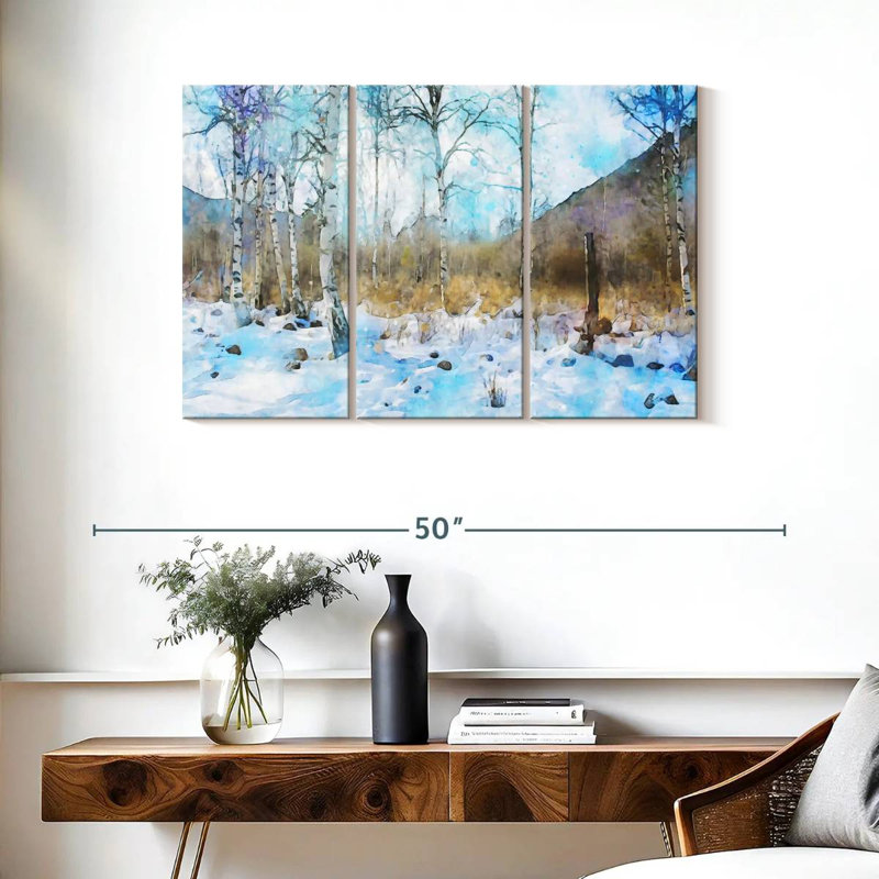 Harnek Winter White Trees, 24" H x 38" W