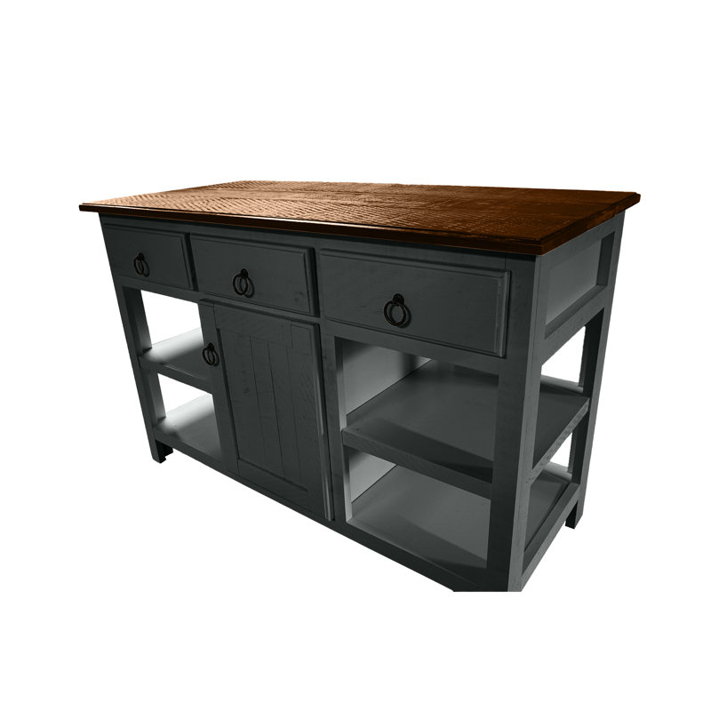 Îlot de cuisine en bois massif 60 po Rustic, Gris
