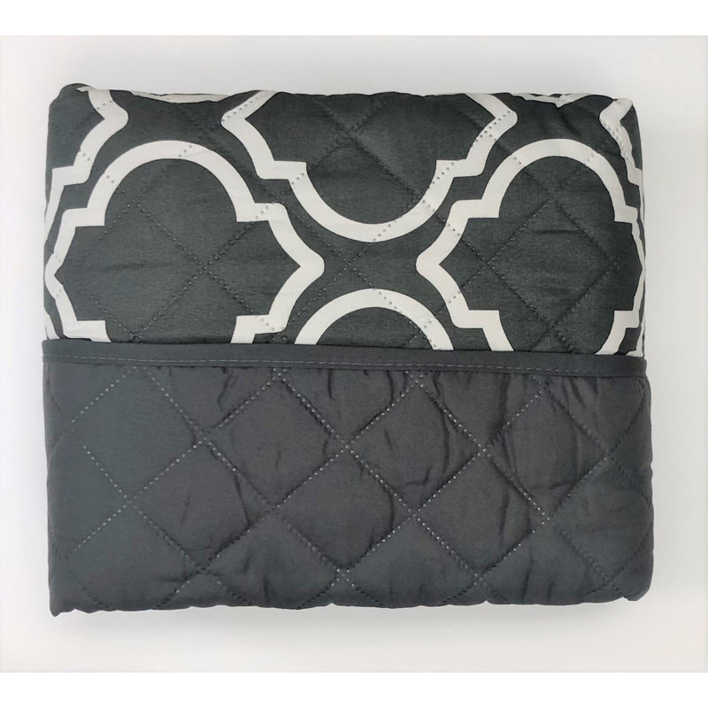 Housse pour fauteuil à coussins carrés réversible, Polyester gris