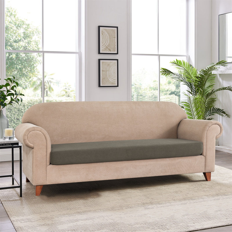 Box Cushion Loveseat Slipcover, Olive Drab