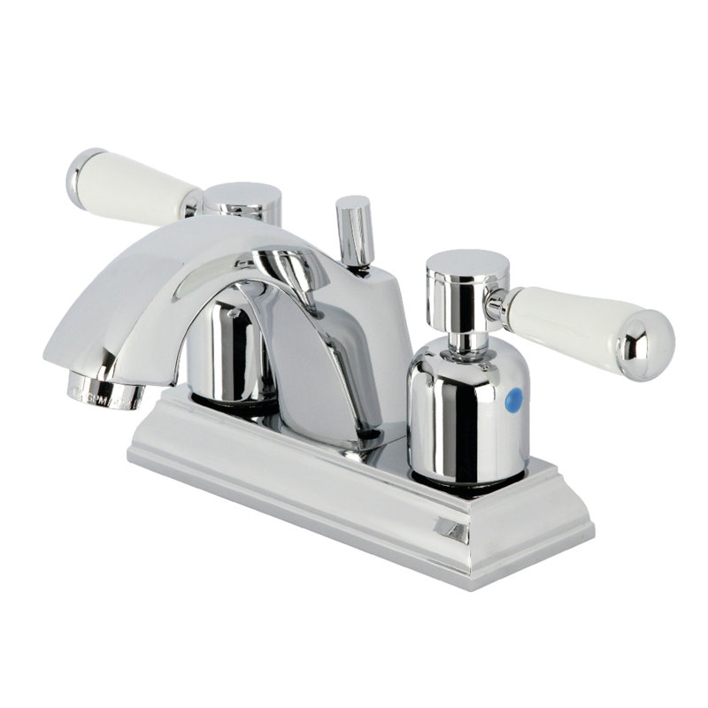 Kingston Brass Paris Two-Handle 3-Hole Deck Mount 4" Centerset Bathroom Faucet with Pop-Up Drain, Polished Chrome